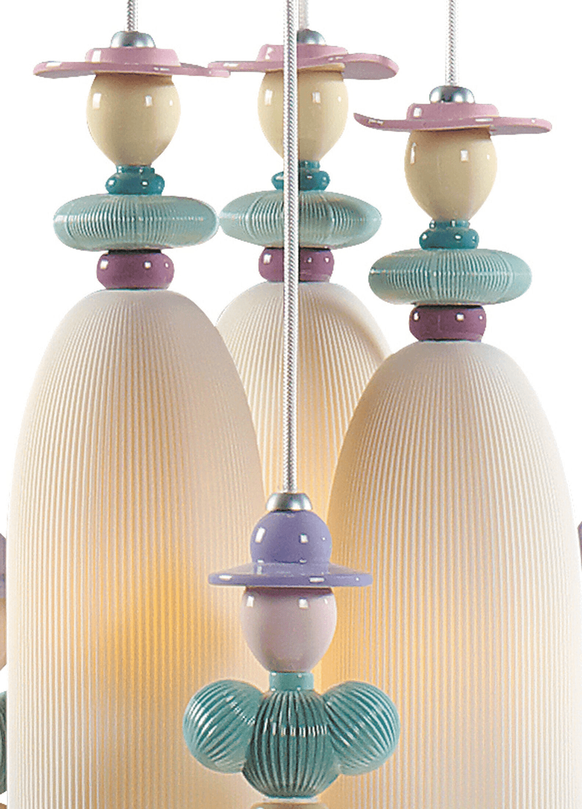 Lladró - Mademoiselle 6 Lights Gathering in The Lawn Pendant Light featuring colorful porcelain design.