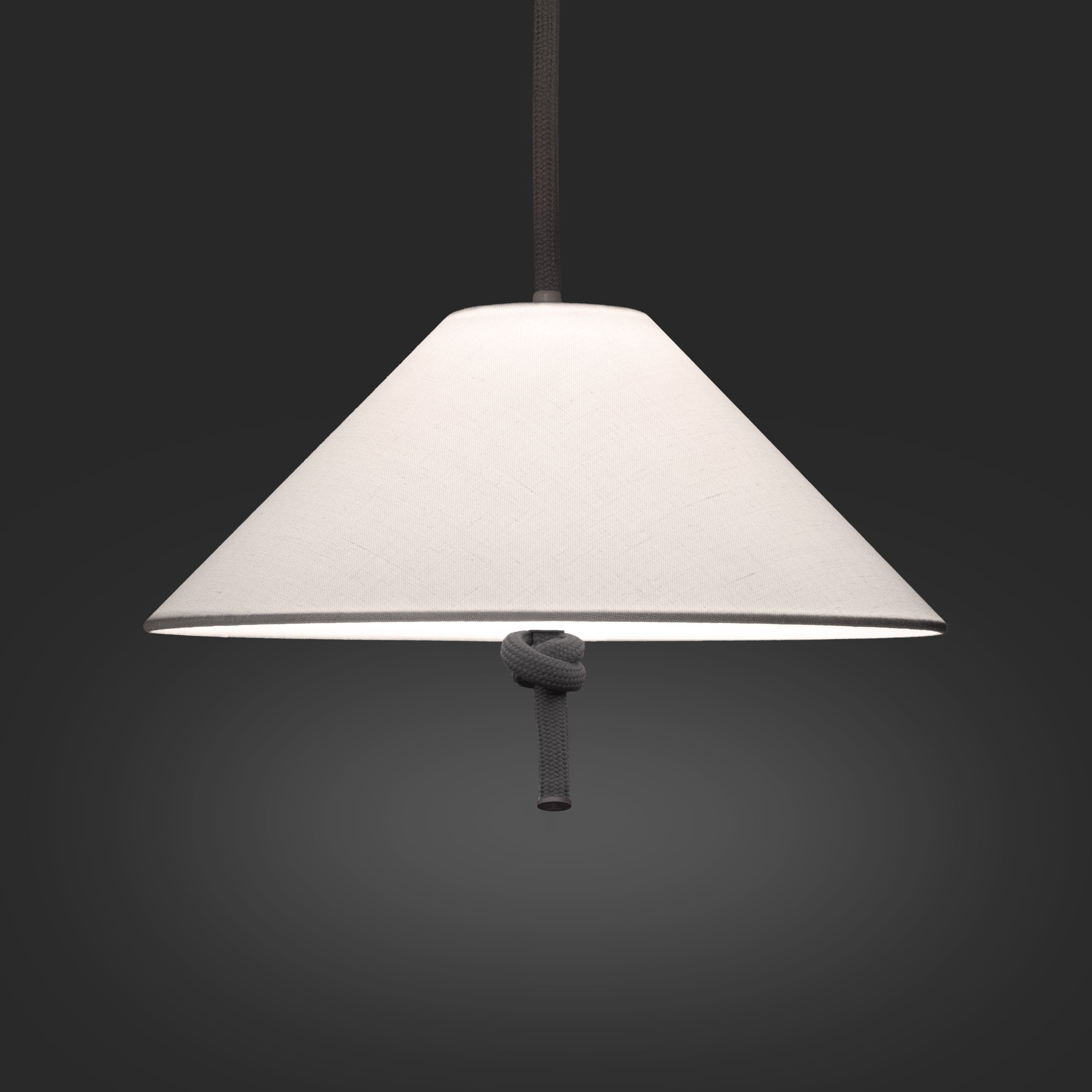 Contardi Hat Suspension Lamp Large - White Linen Shade - Graphite Gray Cable