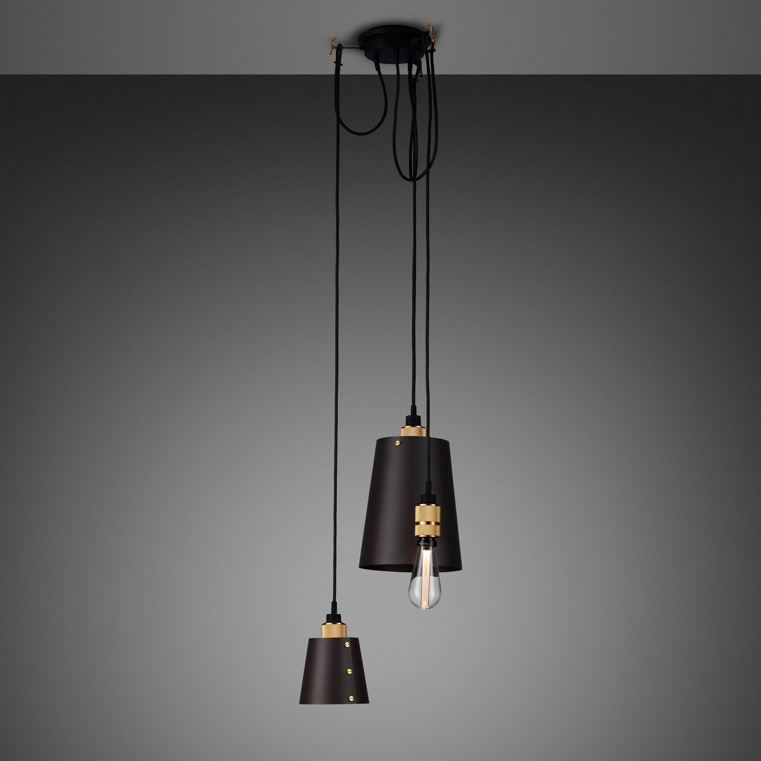 Buster & Punch Hooked Pendant Chandelier - 3.0- Mix - Graphite - Brass - 2.0m