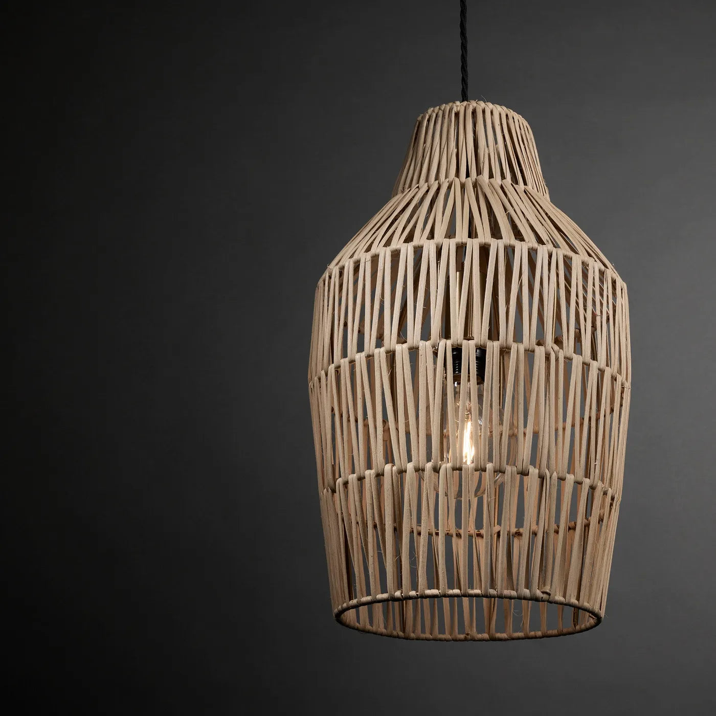 Industville Boho Rattan Ceiling Pendant Vase - 11inch -  Natural
