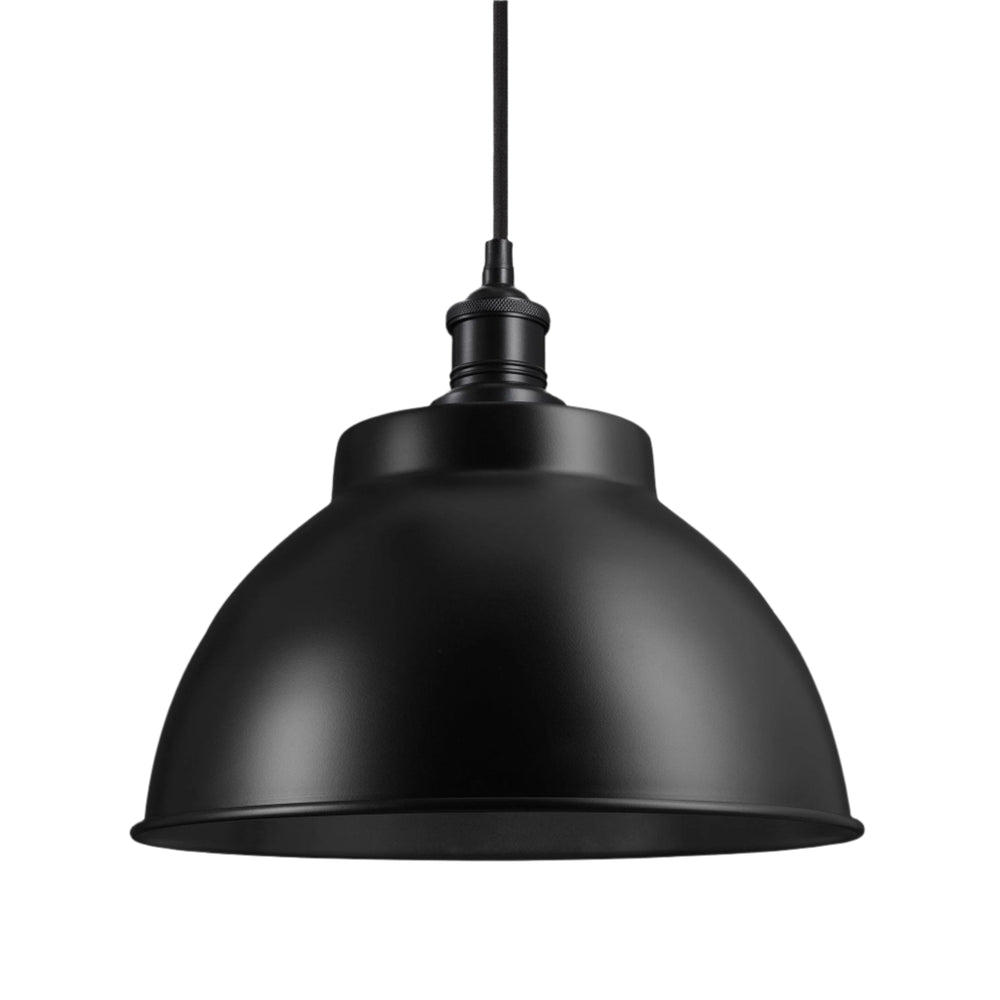 Industville - Brooklyn Dome Pendant Light - 13 Inch - Black Shade - Black Pendant Holder