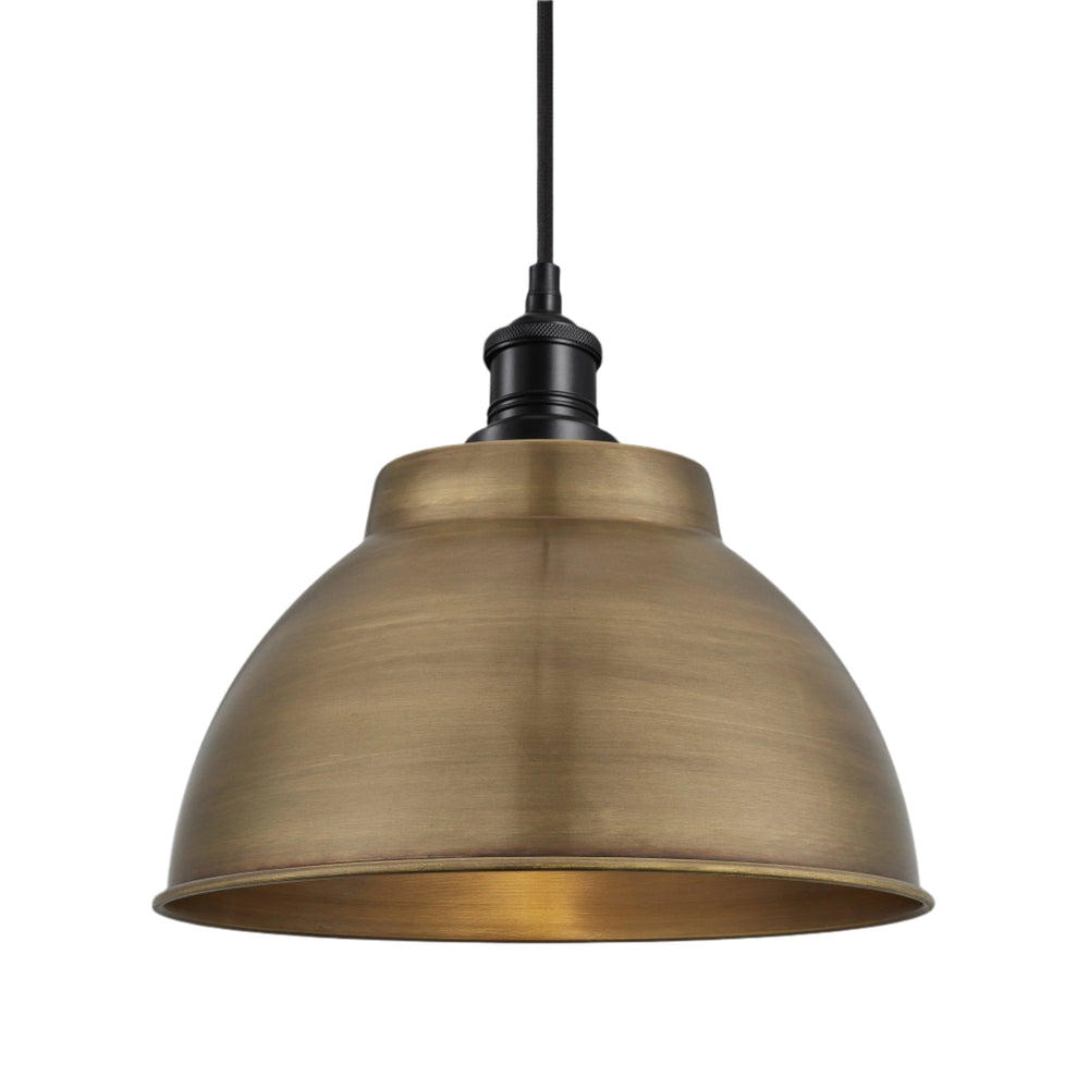 Industville - Brooklyn Dome Pendant Light - 13 Inch - Brass Shade - Black Pendant Holder