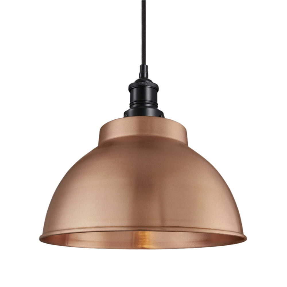 Industville - Brooklyn Dome Pendant Light - 13 Inch - Copper Shade - Black Pendant Holder