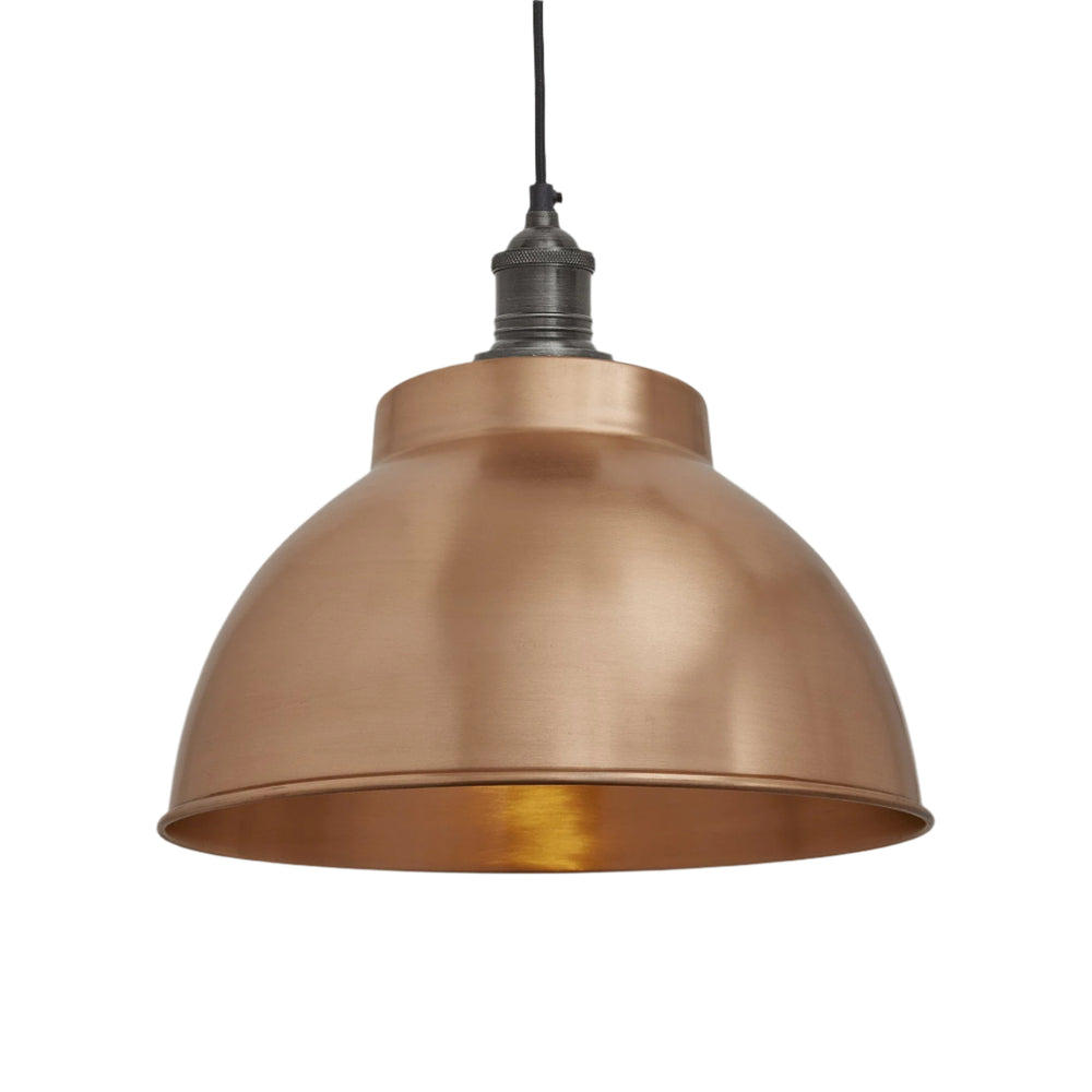 Industville - Brooklyn Dome Pendant Light - 13 Inch - Copper Shade - Pewter Pendant Holder