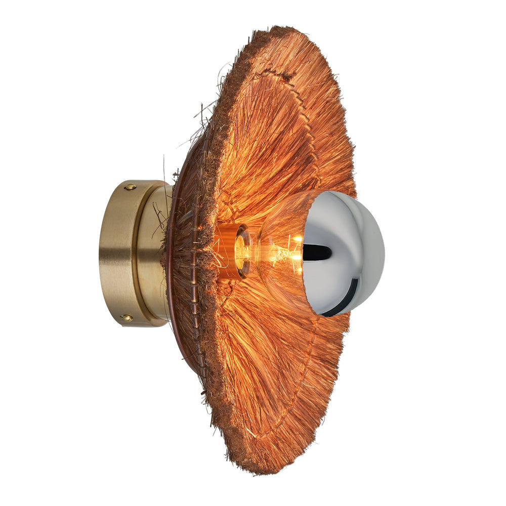 Industville - Moonj Natural Grass Round Wall Light - 13 Inch - Brown