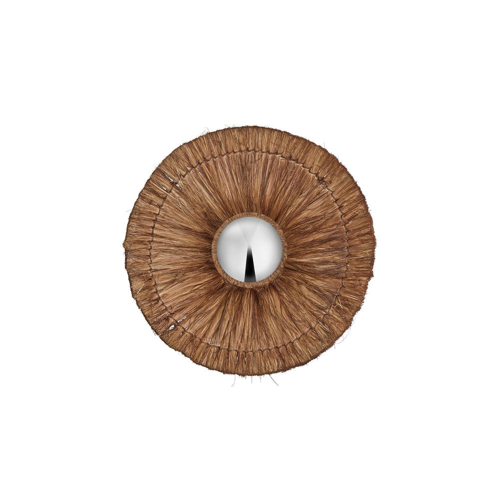 Industville - Moonj Natural Grass Round Wall Light - 13 Inch - Brown