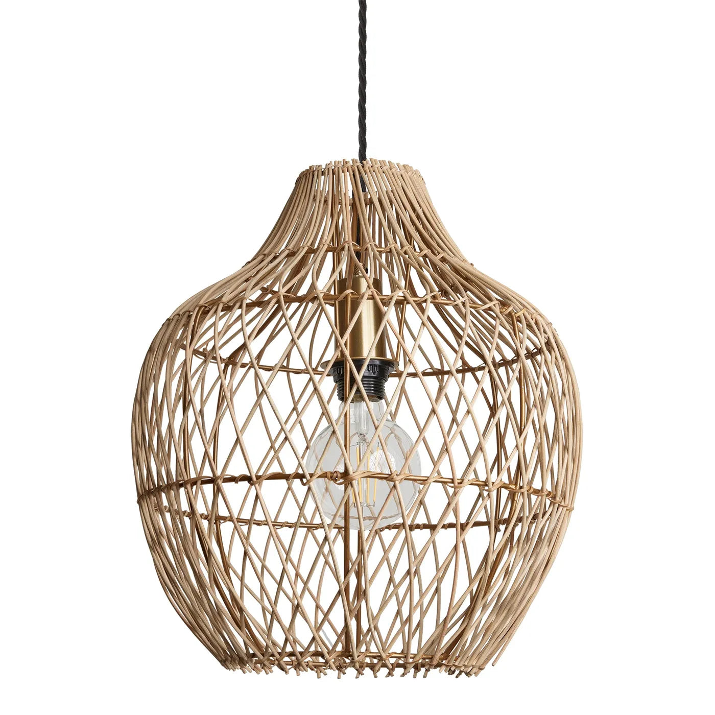 Industville Coastal Rattan Ceiling Pendant Pear - 14 Inch - Natural