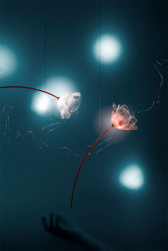 Slamp - Poppy Suspension 7 Light Free-standing - 2700 Kelvin - Prisma/Red