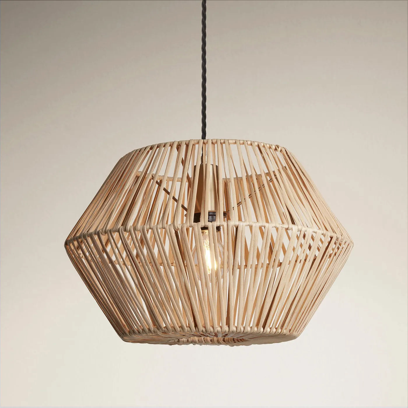 Industville Boho Rattan Ceiling Pendant Hex - 15Inch - Natural