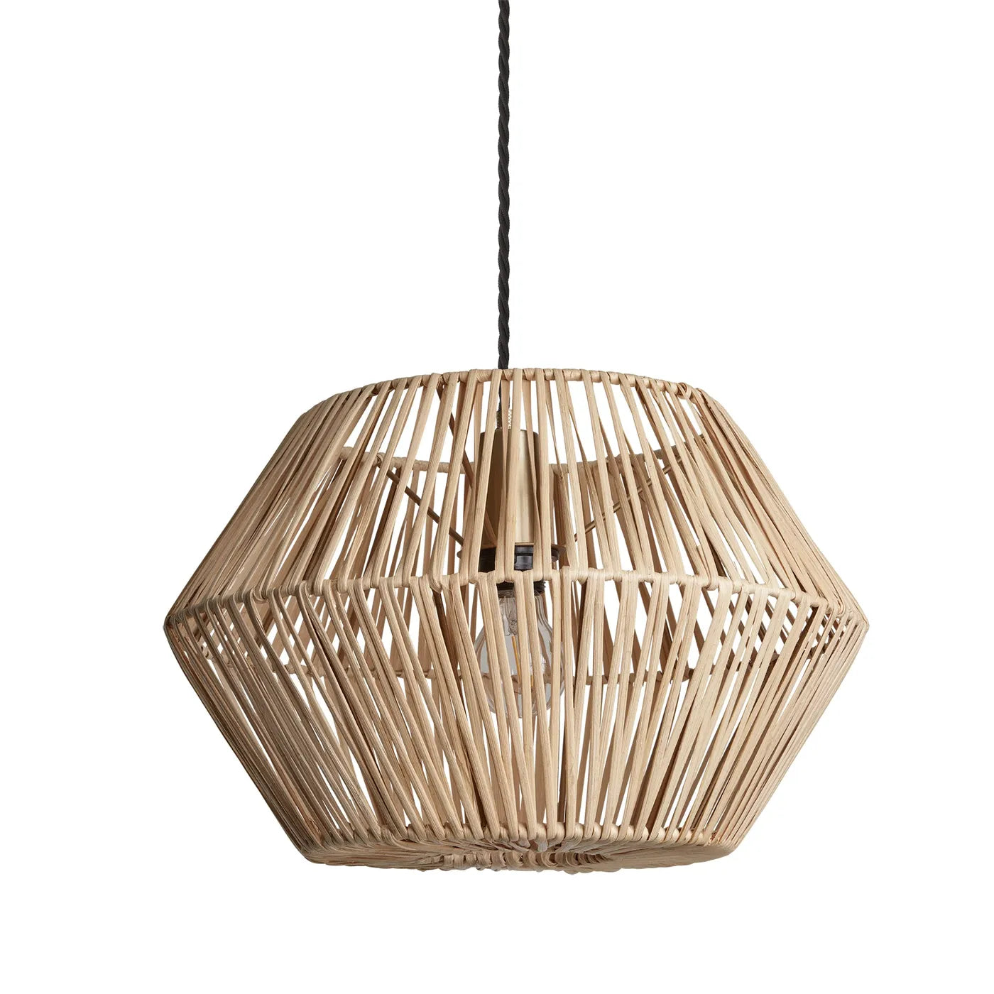 Industville Boho Rattan Ceiling Pendant Hex - 15Inch - Natural