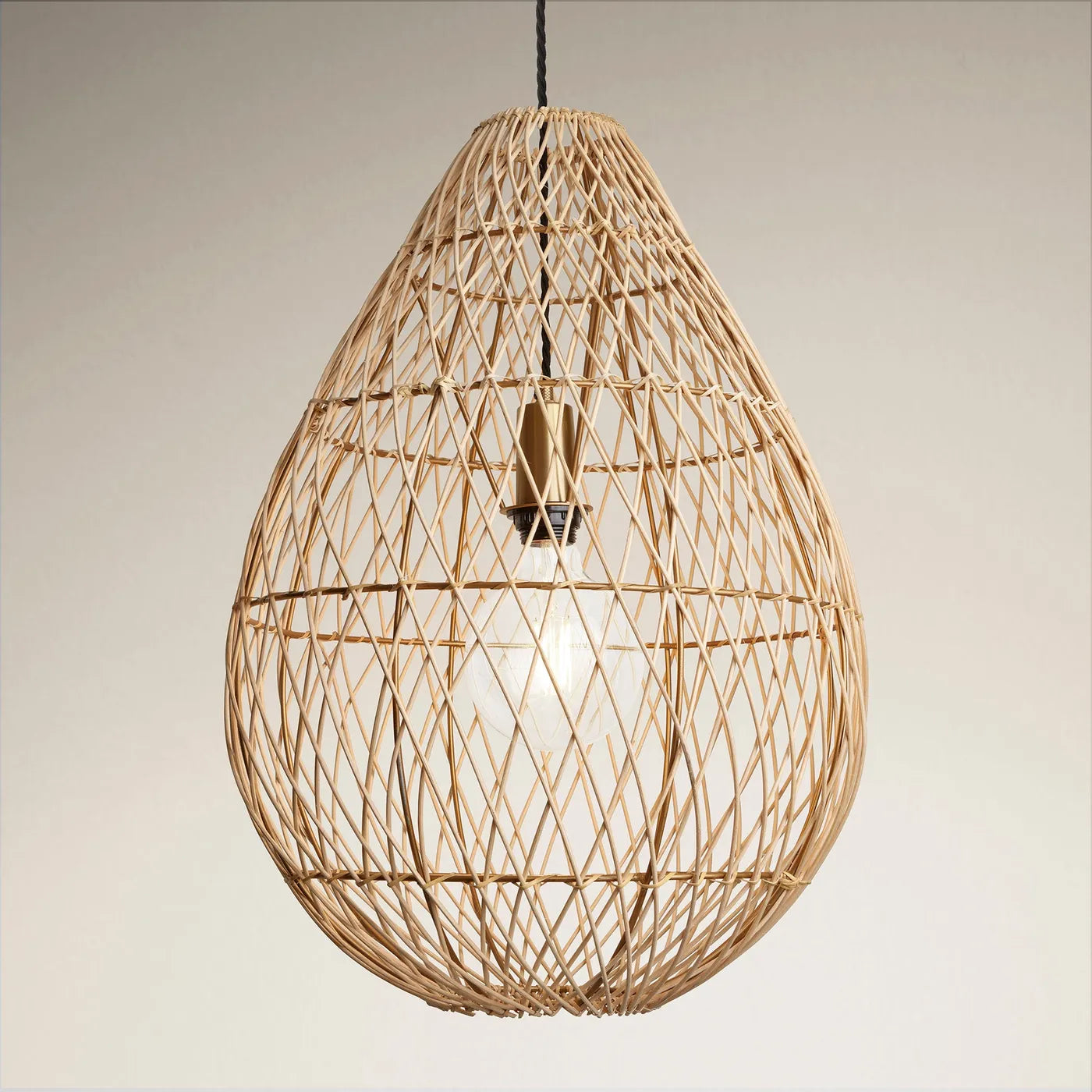 Industville Coastal Rattan Ceiling Pendant Drop - 16Inch - Natural