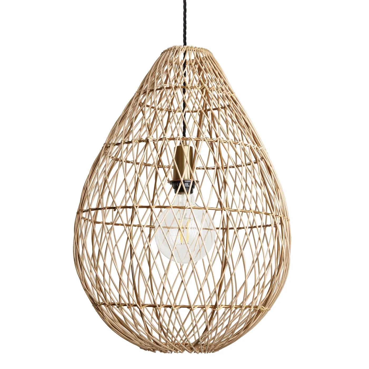 Industville Coastal Rattan Ceiling Pendant Drop - 16Inch - Natural
