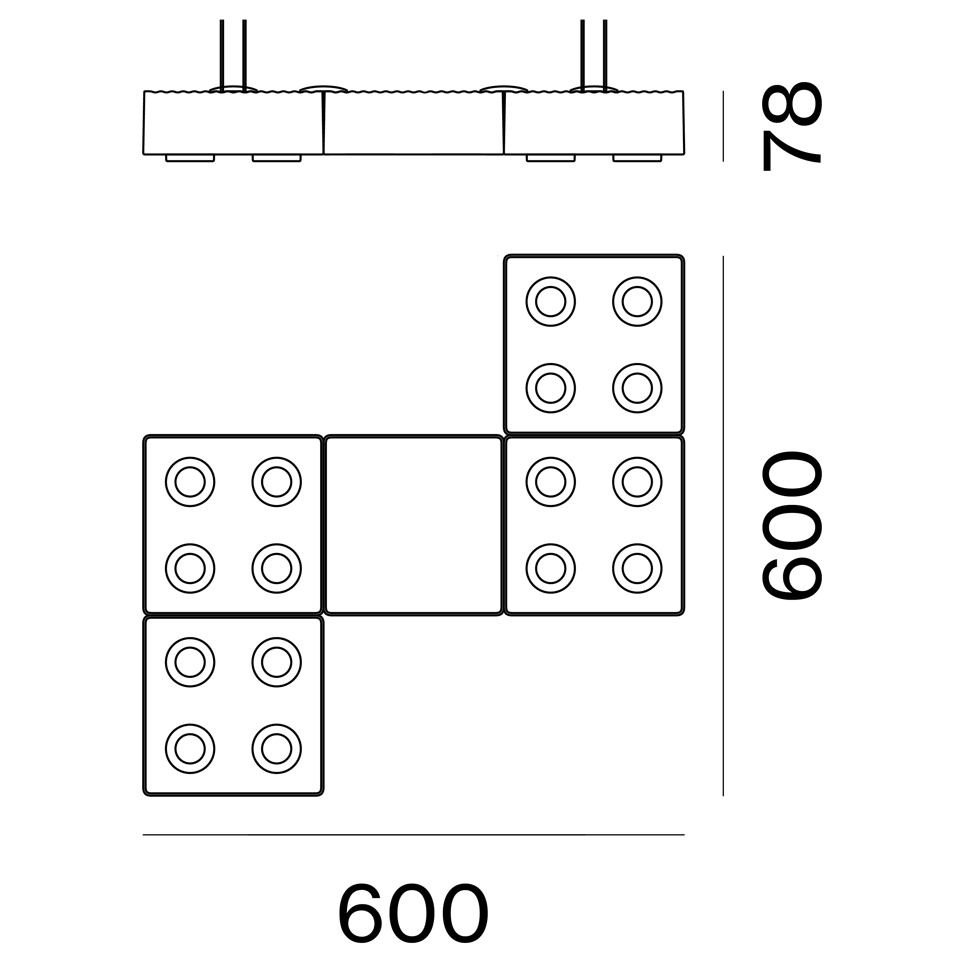 AGO Lighting Domino Pendant Quintet Light - Charcoal