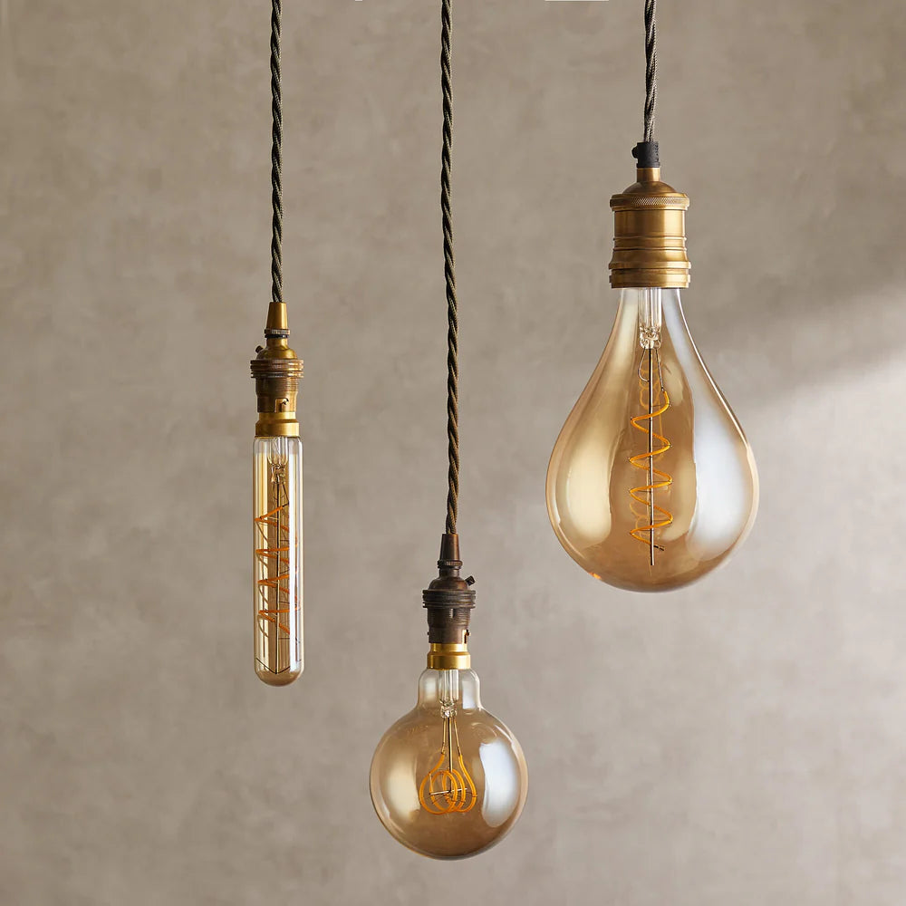 Pooky Giant 4 Watt LED Curled Filament Bulb with Amber Coating and E27 Fitting