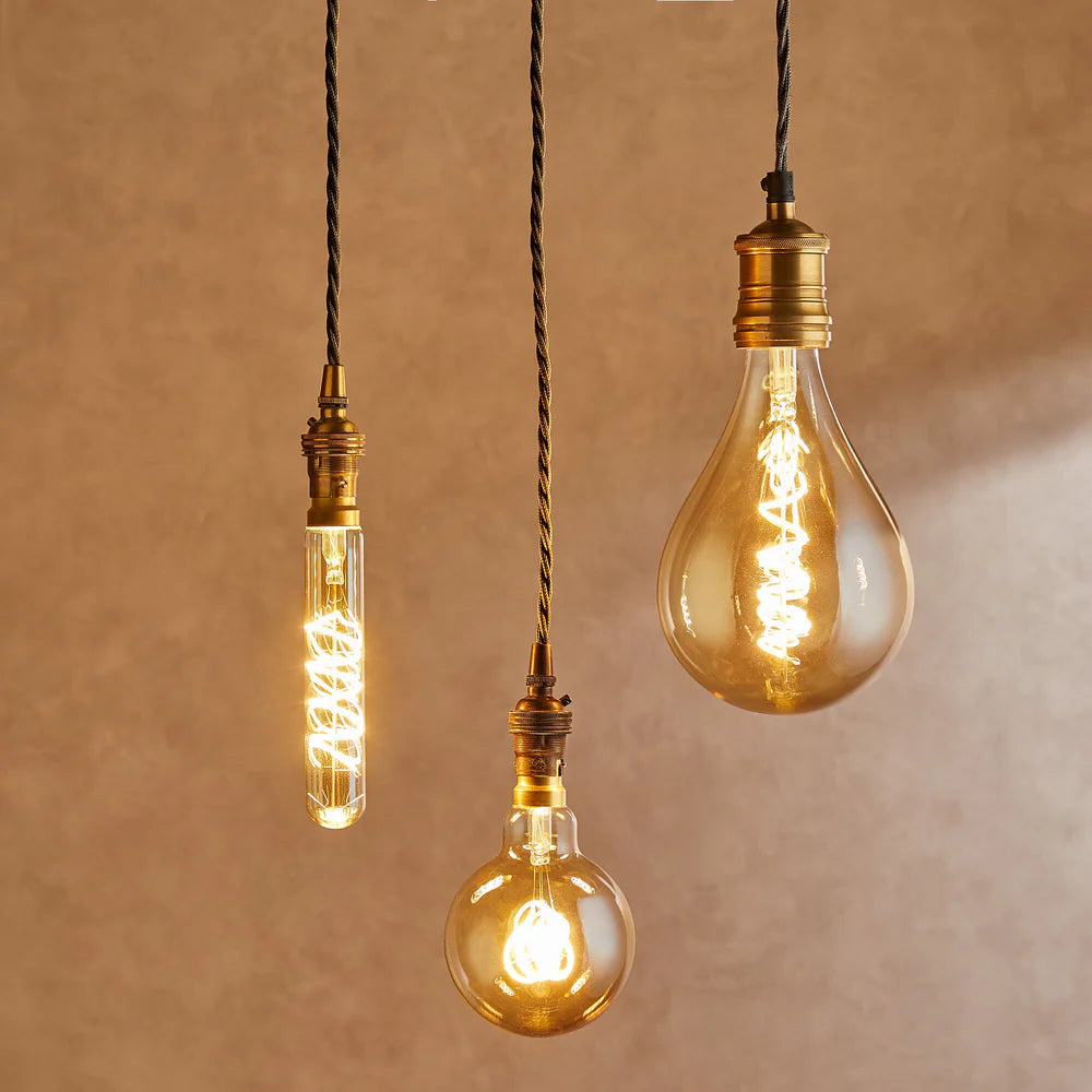 Pooky Giant 4 Watt LED Curled Filament Bulb with Amber Coating and E27 Fitting