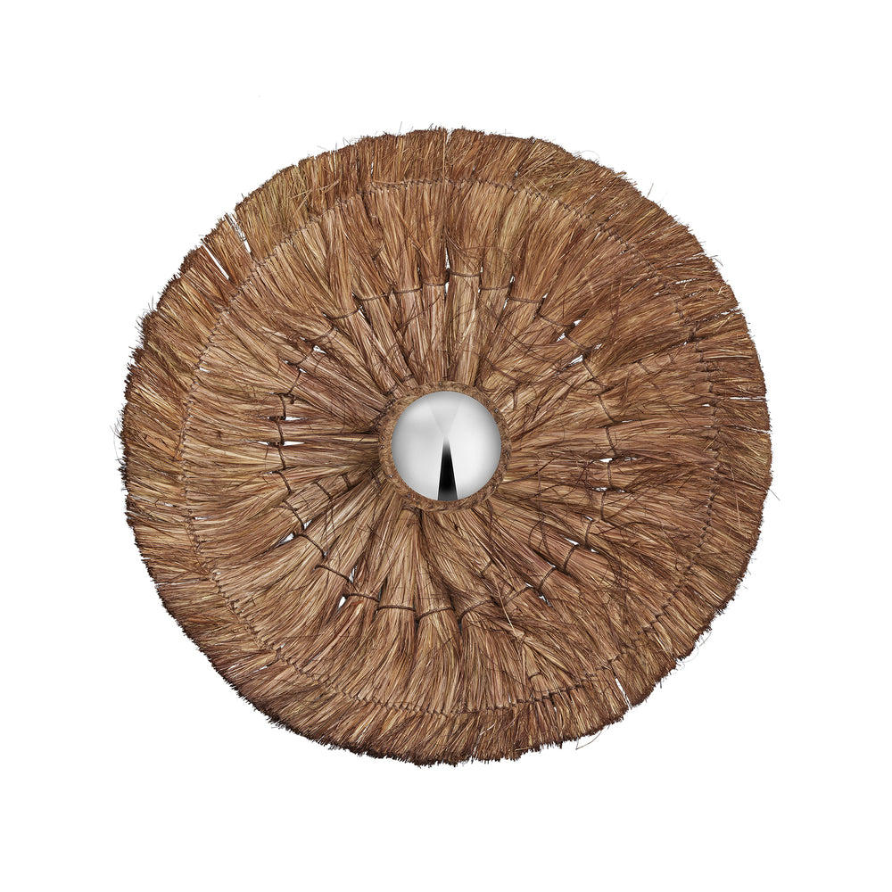 Industville - Moonj Natural Grass Round Wall Light - 18 Inch - Brown