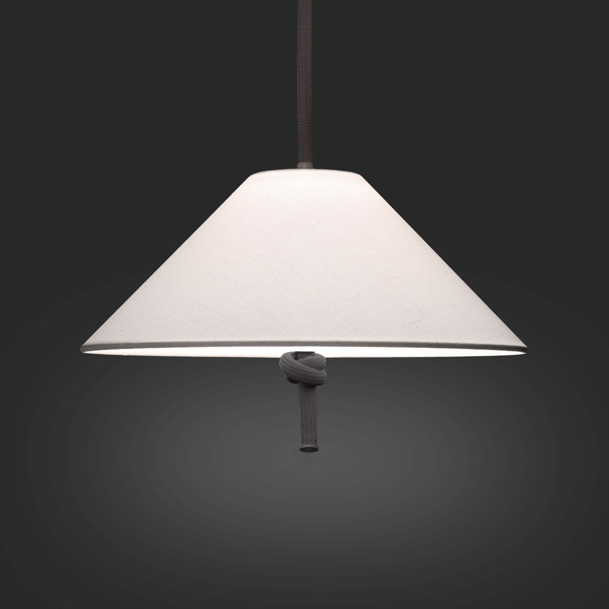 Contardi Hat Suspension Lamp Medium - White Linen Shade - Graphite Gray Cable