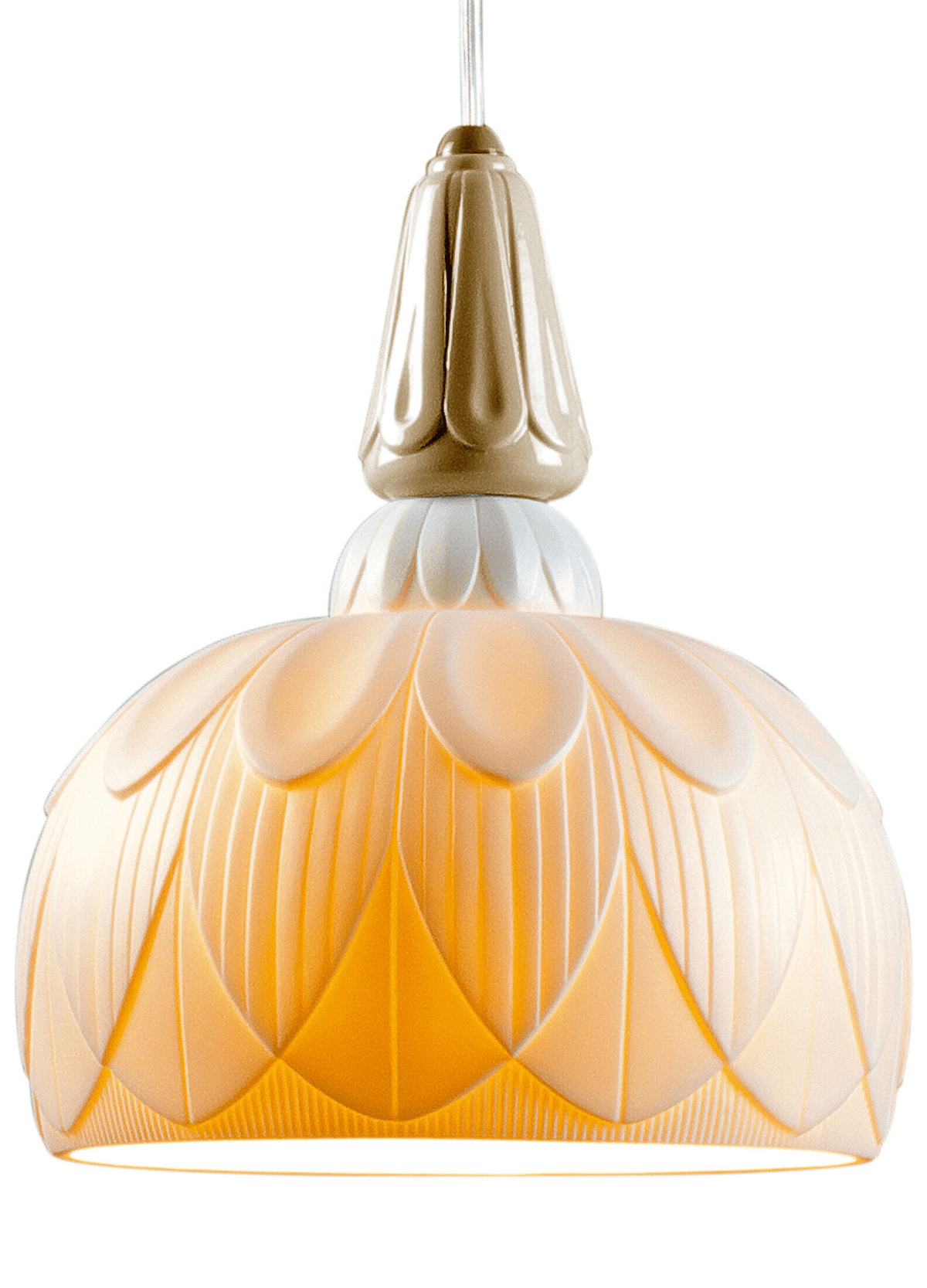 Lladró - Ivy and Seed Single Pendant Light - Spices in warm porcelain with organic design.