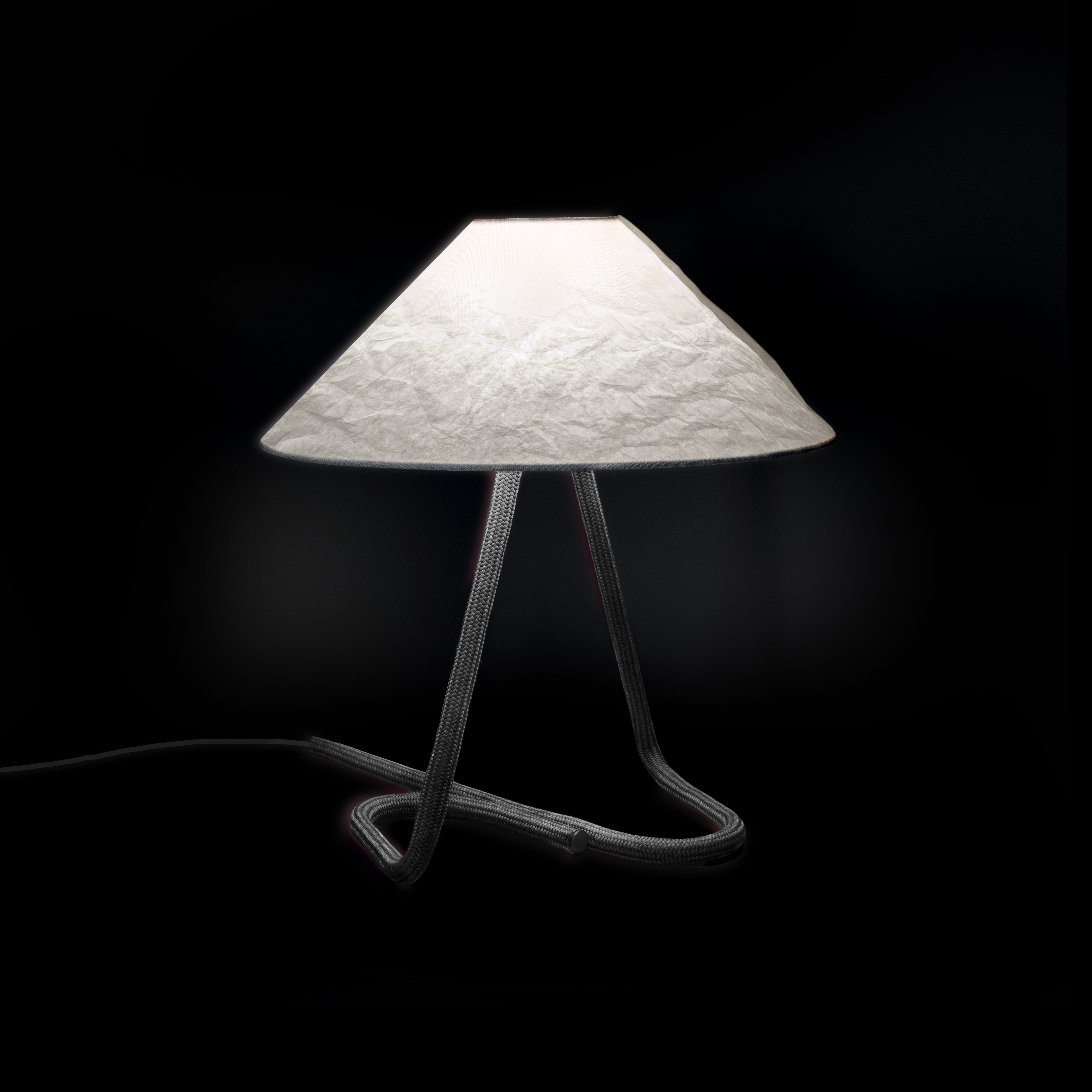 Contardi Hat Table Lamp - Tyvek Diffuser - Graphite Gray Rope Frame
