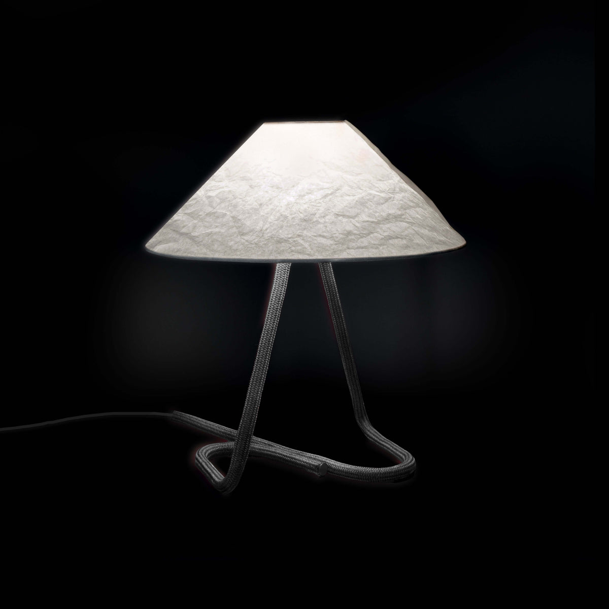 Contardi Hat Table Lamp - Tyvek Diffuser - Graphite Gray Rope Frame