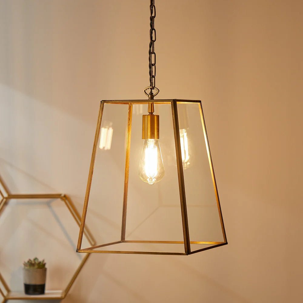 Pooky Larger Luxor Lantern in Brass and Clear Glass