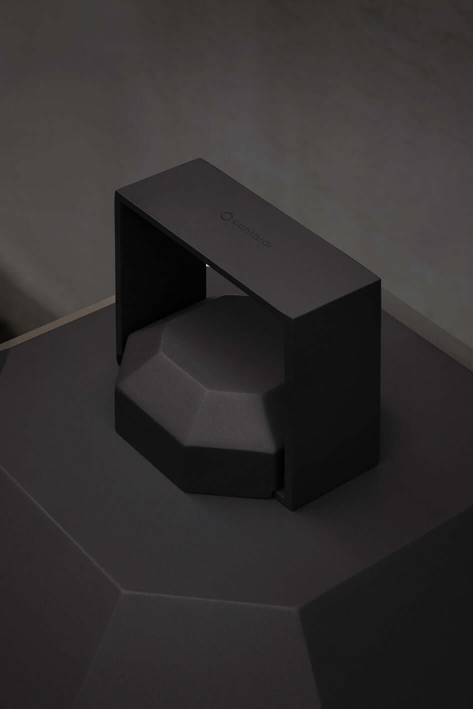 Contardi Cube Portable Lantern Large - Dark Bronze Frame - Transparent Striped Plexiglass Diffuser