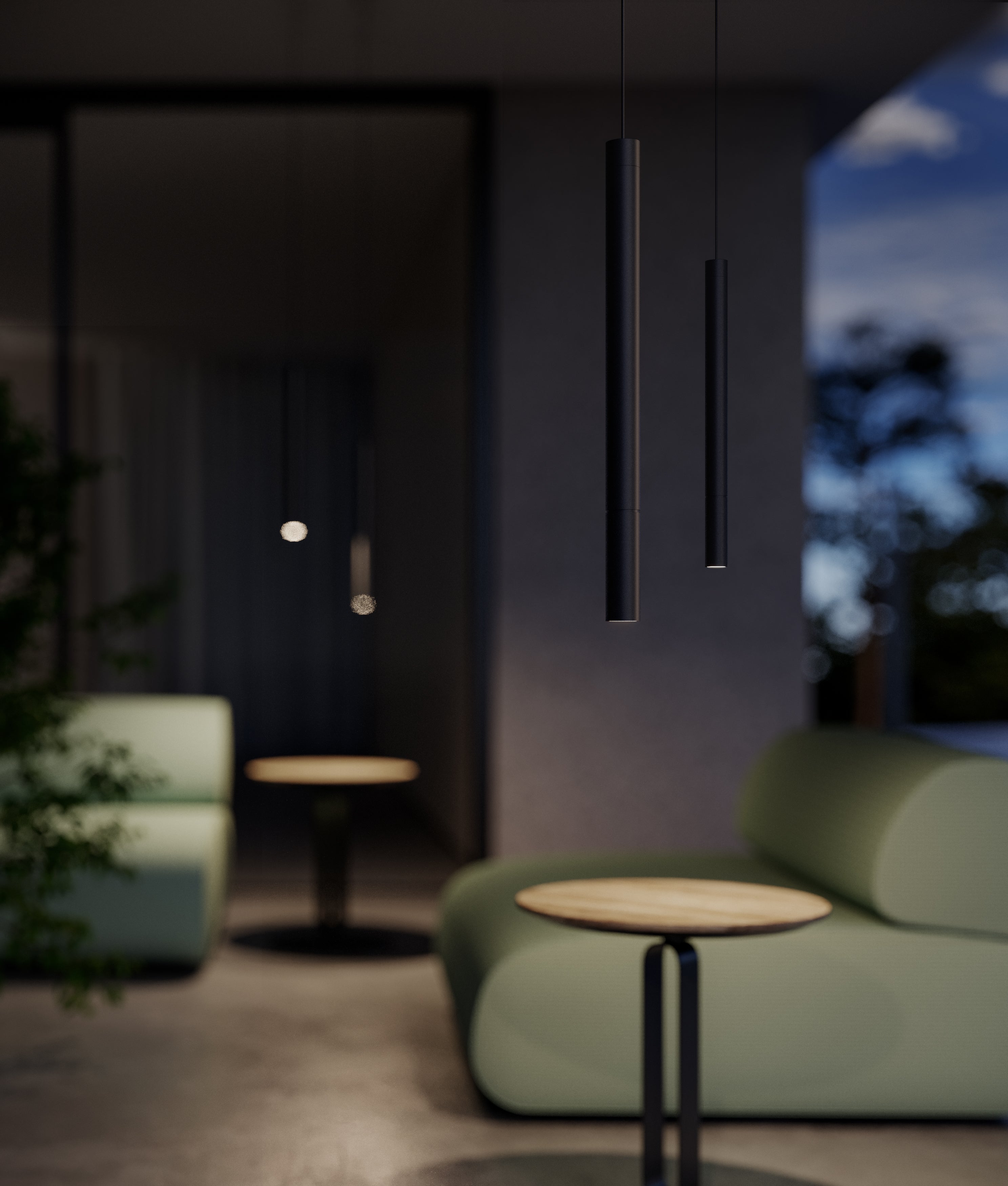 Contardi Lighting Tenebra Suspension Light - Outdoor - Matt Black Lacquered