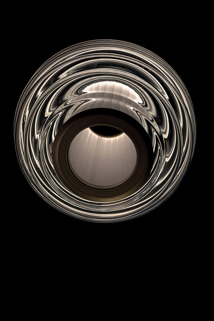 Contardi Alma suspension Aura - Champagne Frame - Plum Glass Diffuser - White fabric plissé Inside diffuser