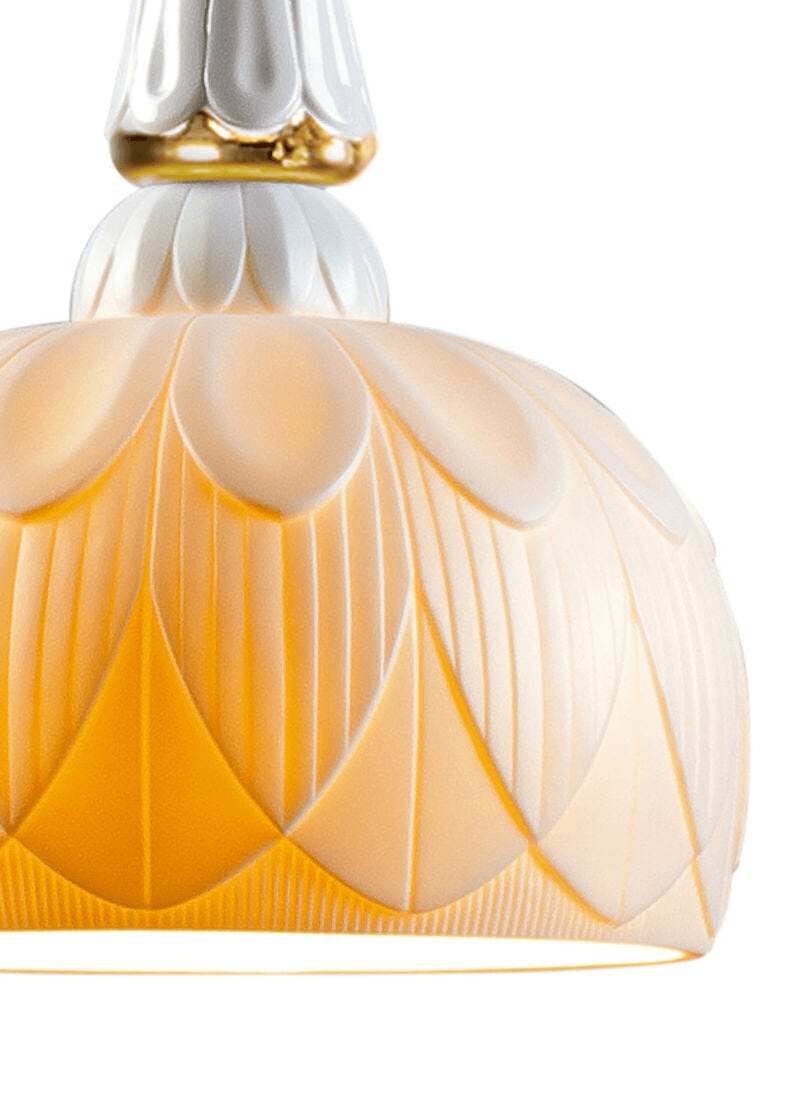 Lladró - Ivy and Seed Single Pendant Light - Golden Luster with elegant porcelain design.