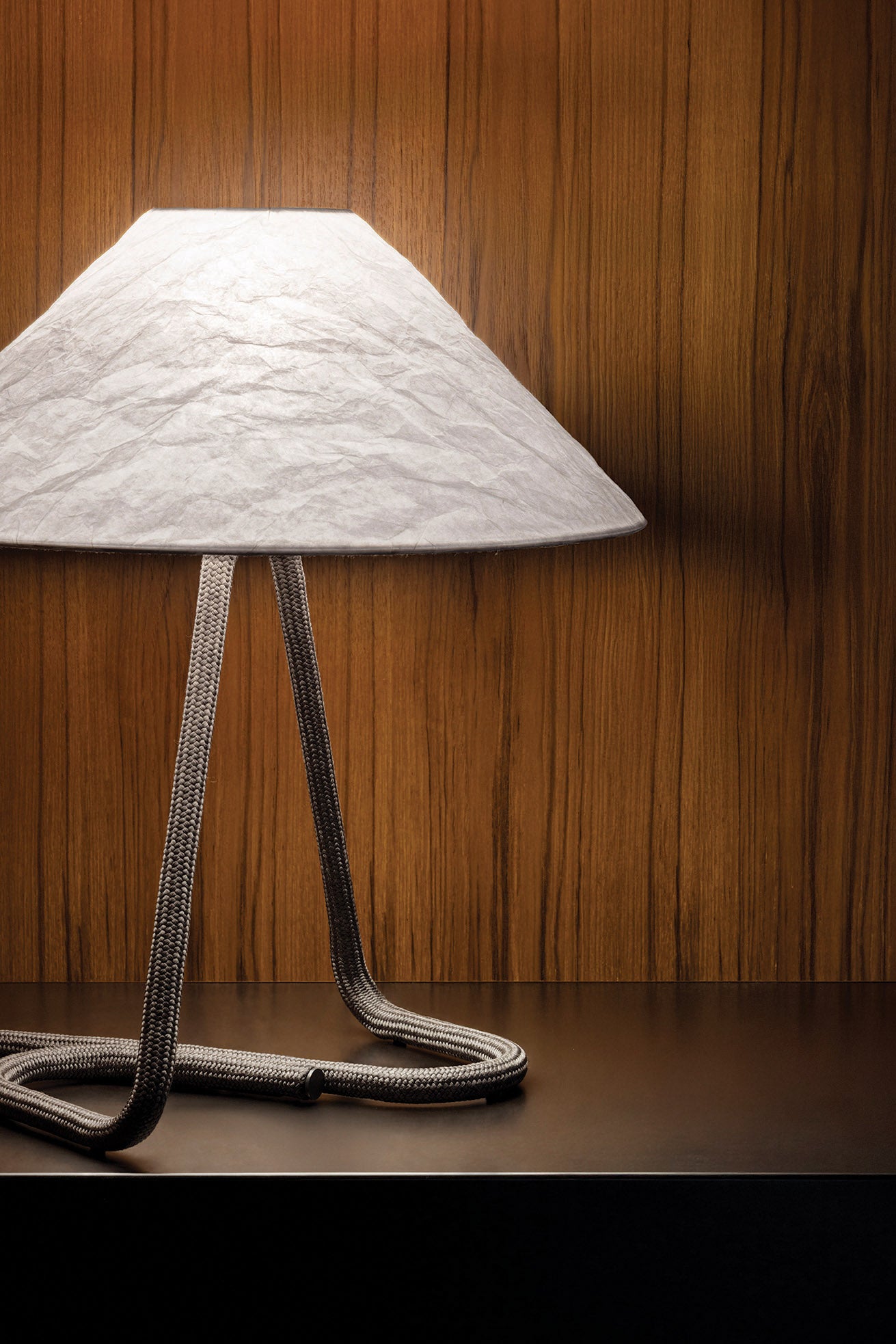 Contardi Hat Table Lamp - Tyvek Diffuser - Graphite Gray Rope Frame