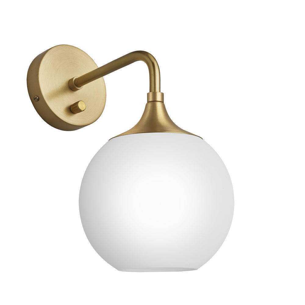 Industville - Chelsea Wall Light - White - Opal Glass Globe - 7 Inch - Brass Wall Holder