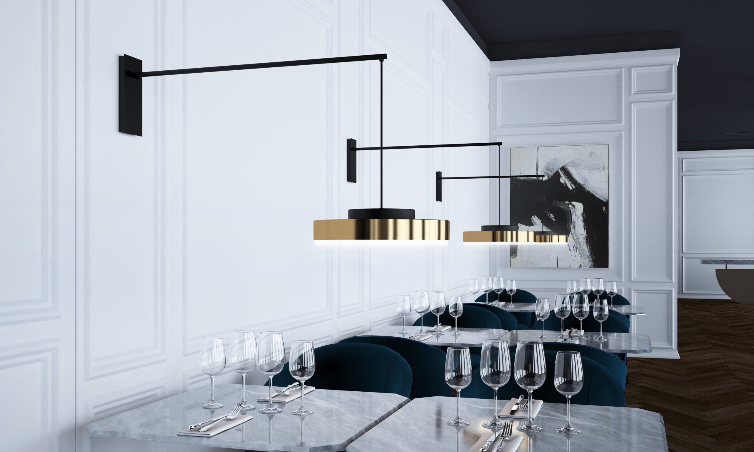 Contardi Lighting Discus Wall Lamp - Matt Black Silk Lacquered Satin Brass - Large