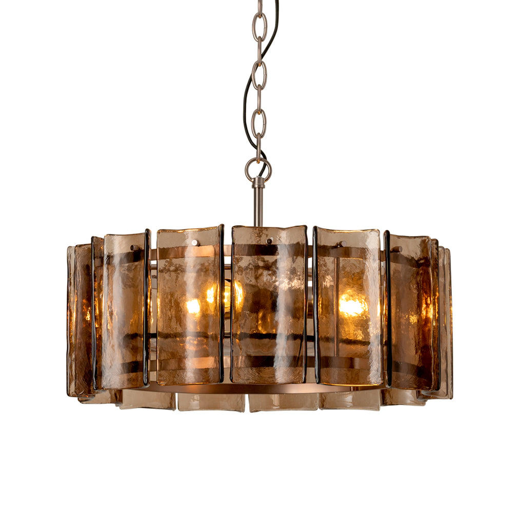 Industville - Amberley Round Chandelier Light - 22 Inch - Mocha Glass & Bronze