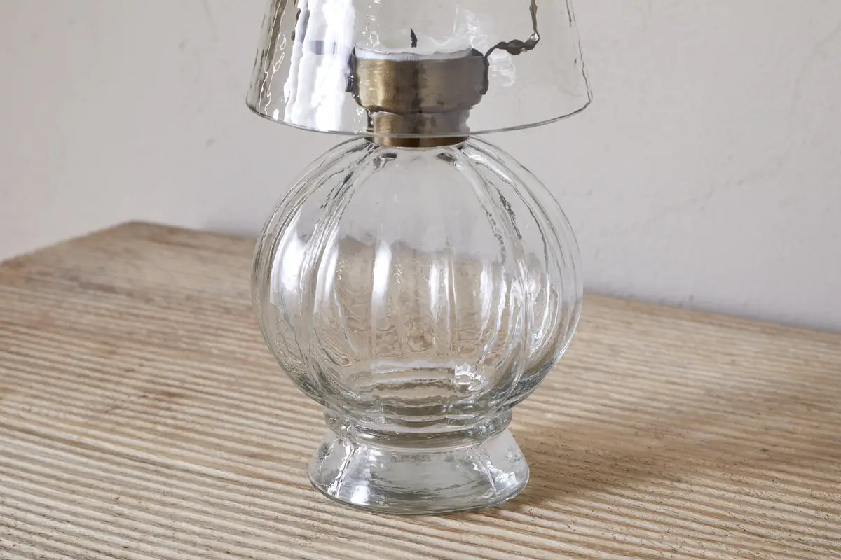 Nkuku - Adesola Glass Tealight Holder Lamp - Clear