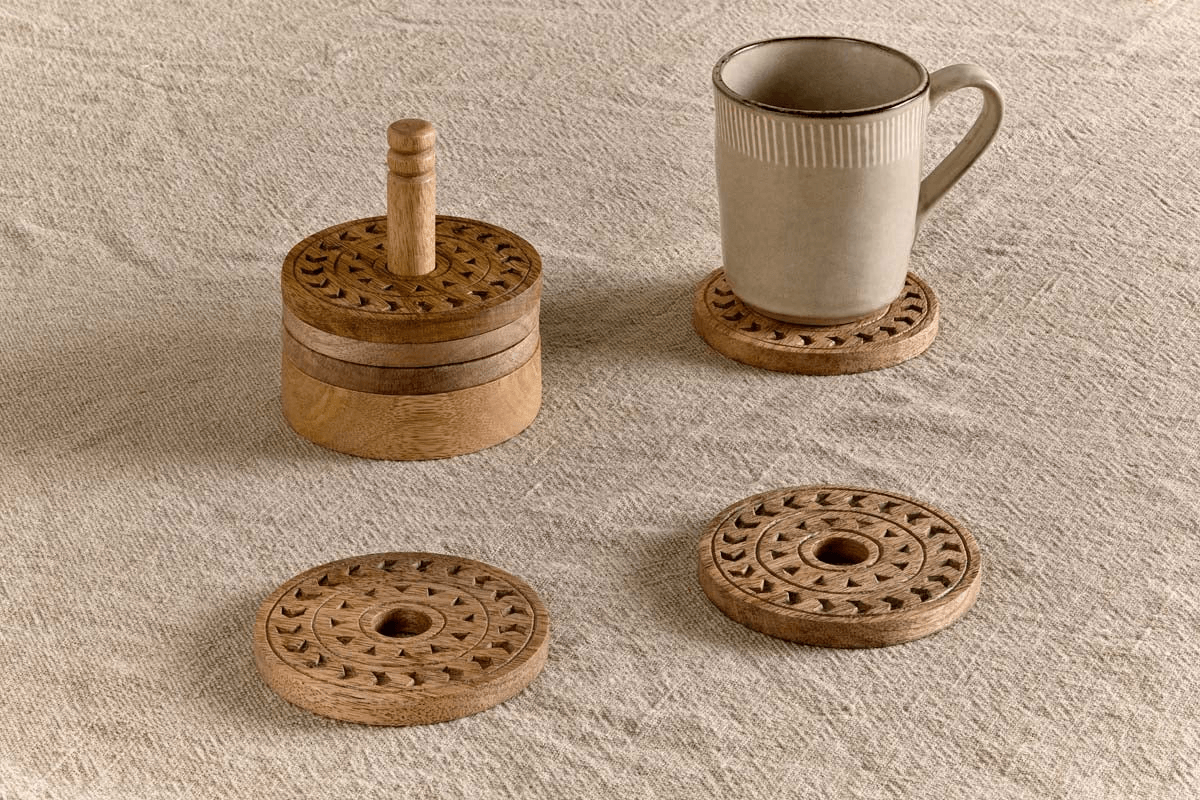 Nkuku - Anali Mango Wood Coasters - Natural