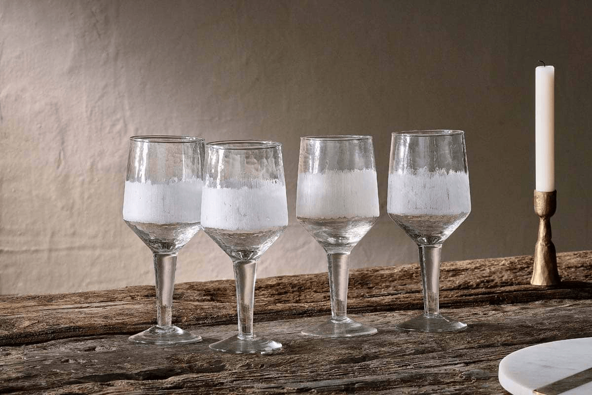 Nkuku - Anara Etched Wine Glass - Clear - (Set of 4) - Large