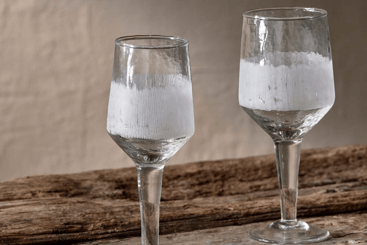 Nkuku - Anara Etched Wine Glass - Clear - (Set of 4) - Large
