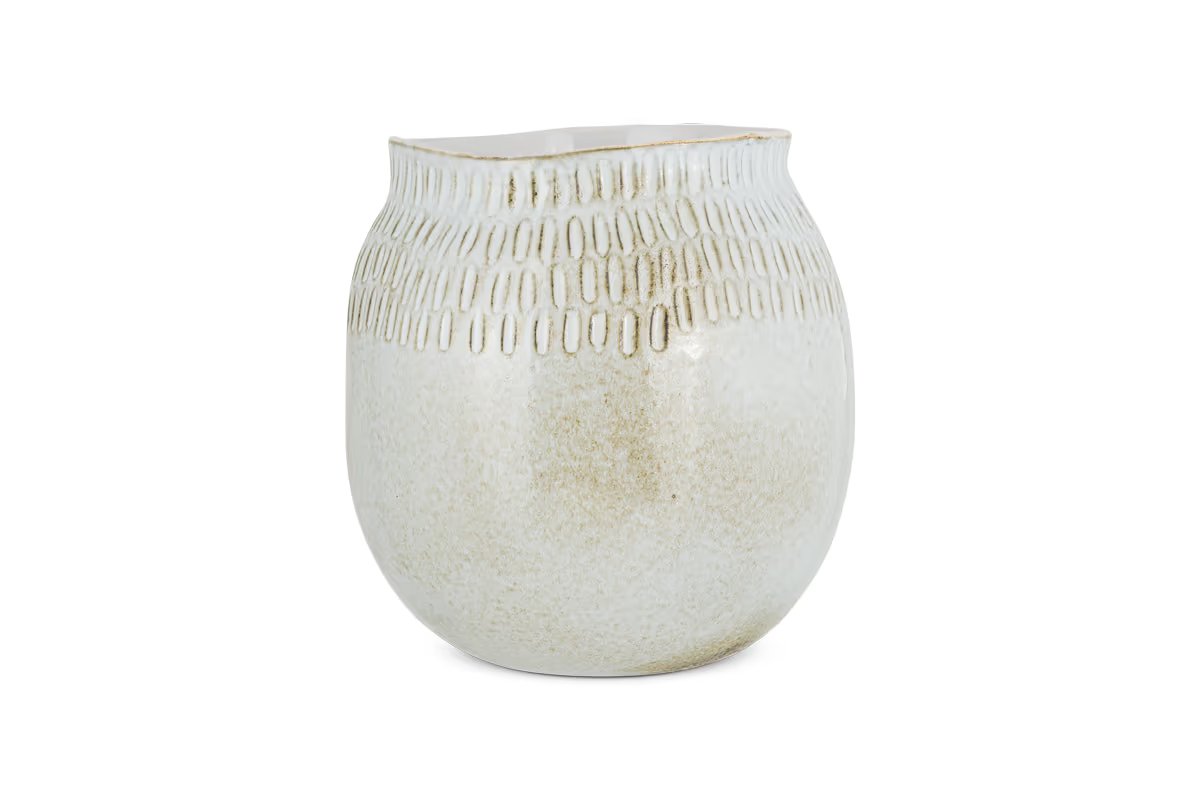 Nkuku - Anjuna Reactive Glaze Ceramic Vase - Off White - Small
