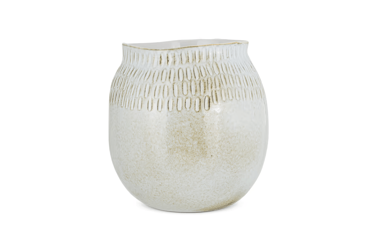 Nkuku - Anjuna Reactive Glaze Ceramic Vase - Off White - Small