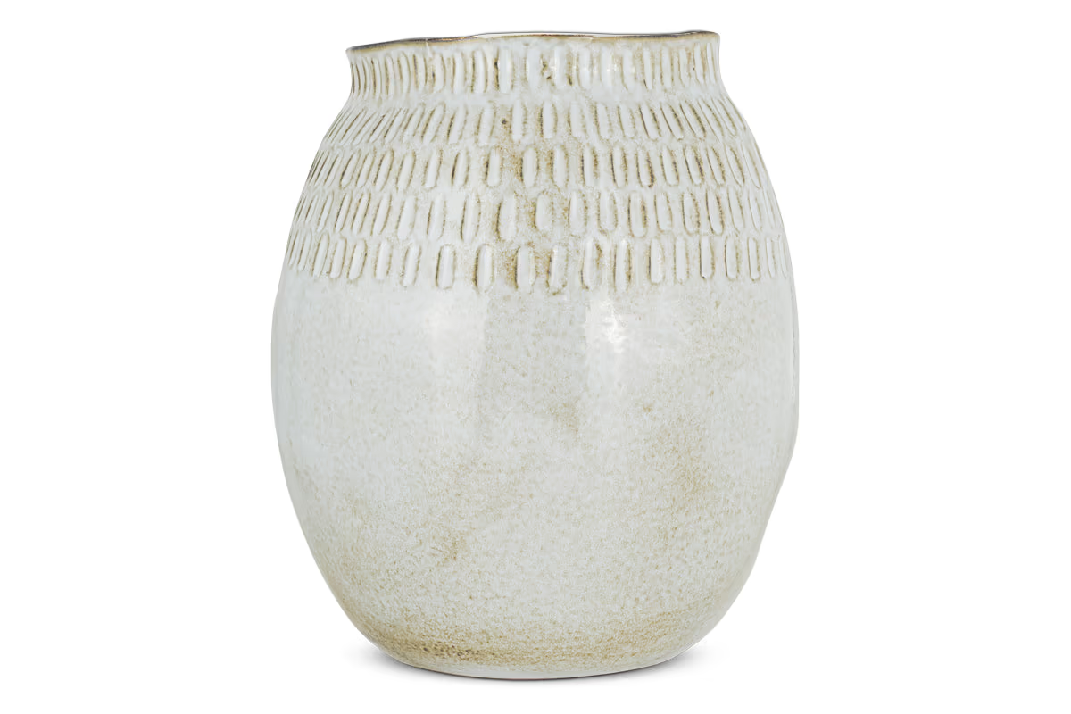 Nkuku - Anjuna Reactive Glaze Ceramic Vase - Off White - Large