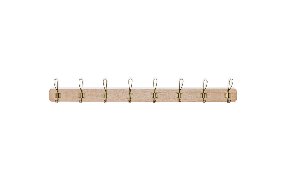 Nkuku - Ankita Mango Wood & Iron Hooks - Natural & Antique Brass - Large
