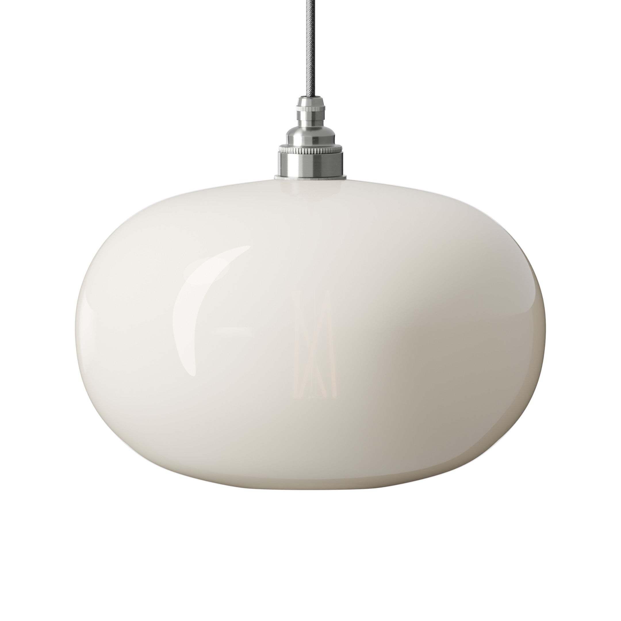 Leverint Lighting Archway Pendant - Medium - Opaque White Glass - Satin Nickel Fitting