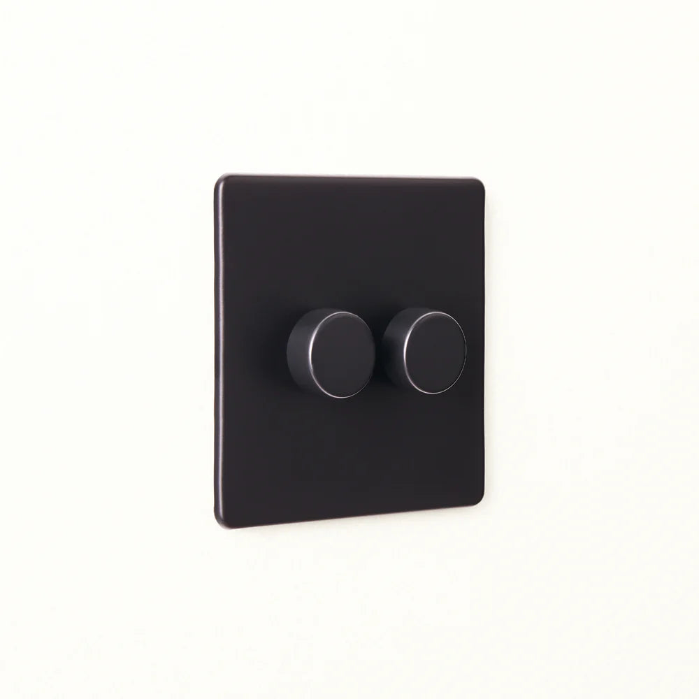 Pooky Two Gang 2 Way Florence Dimmer Switch in Black