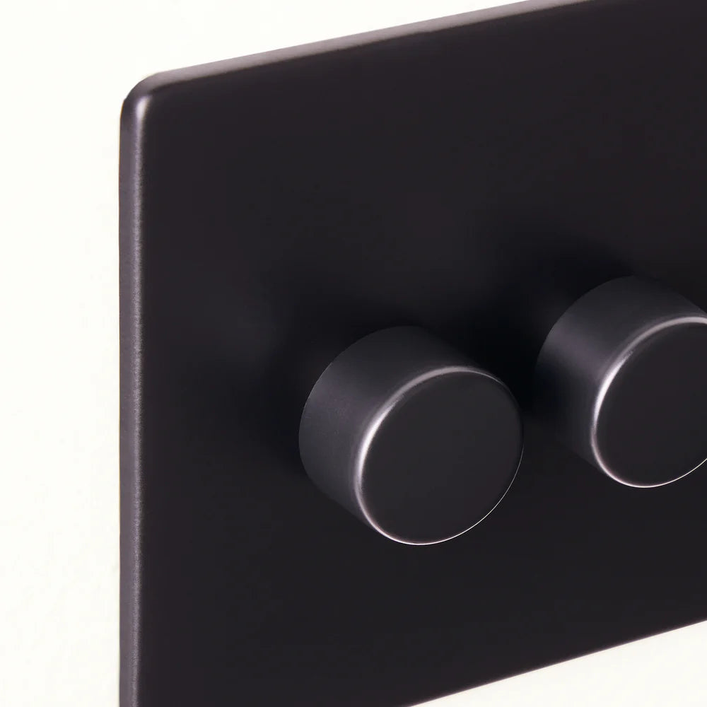 Pooky Two Gang 2 Way Florence Dimmer Switch in Black