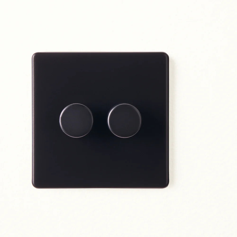 Pooky Two Gang 2 Way Florence Dimmer Switch in Black