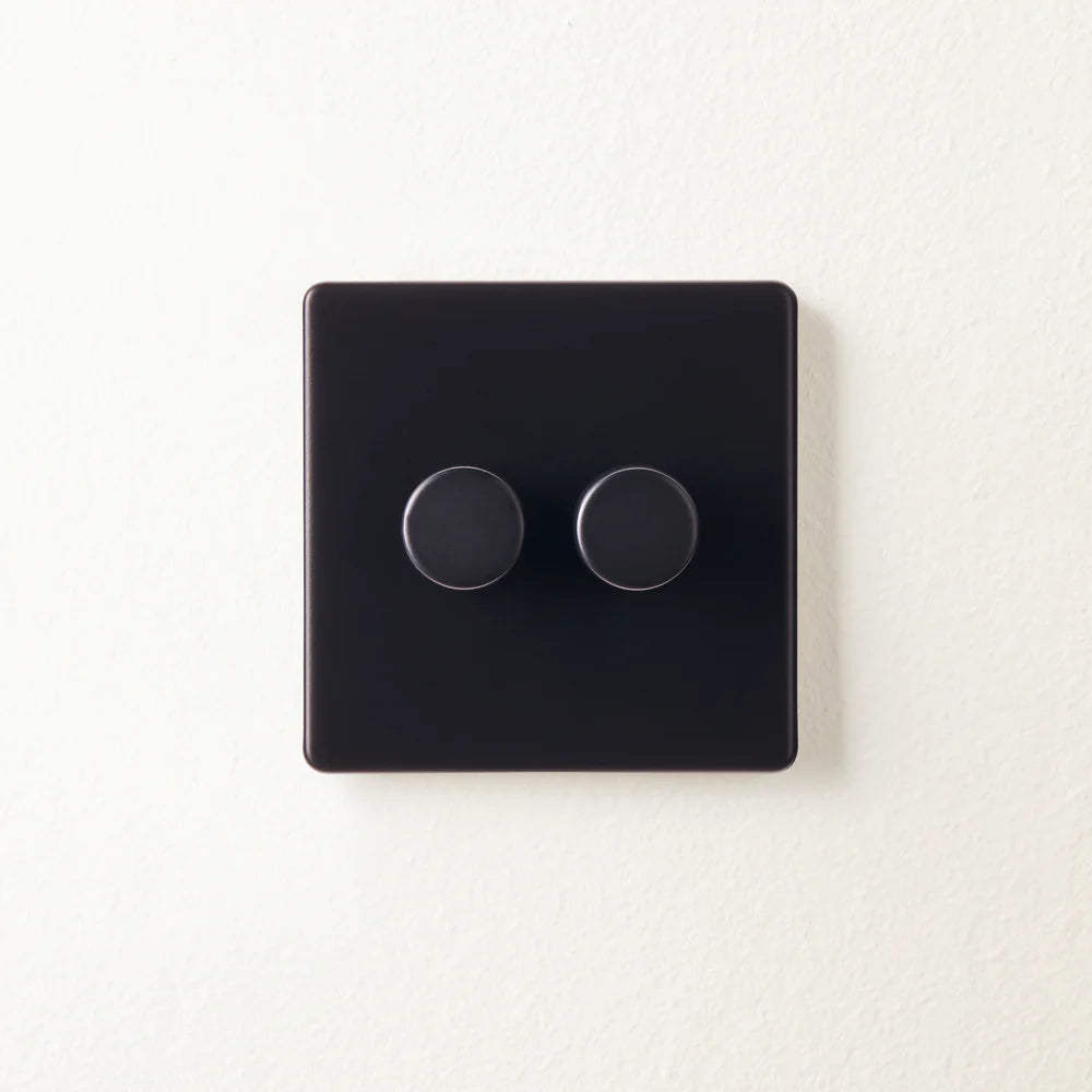 Pooky Two Gang 2 Way Florence Dimmer Switch in Black