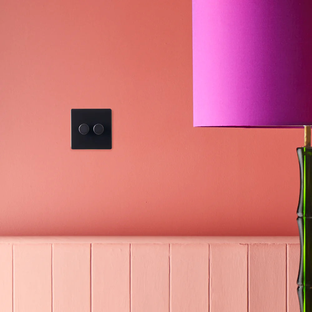 Pooky Two Gang 2 Way Florence Dimmer Switch in Black