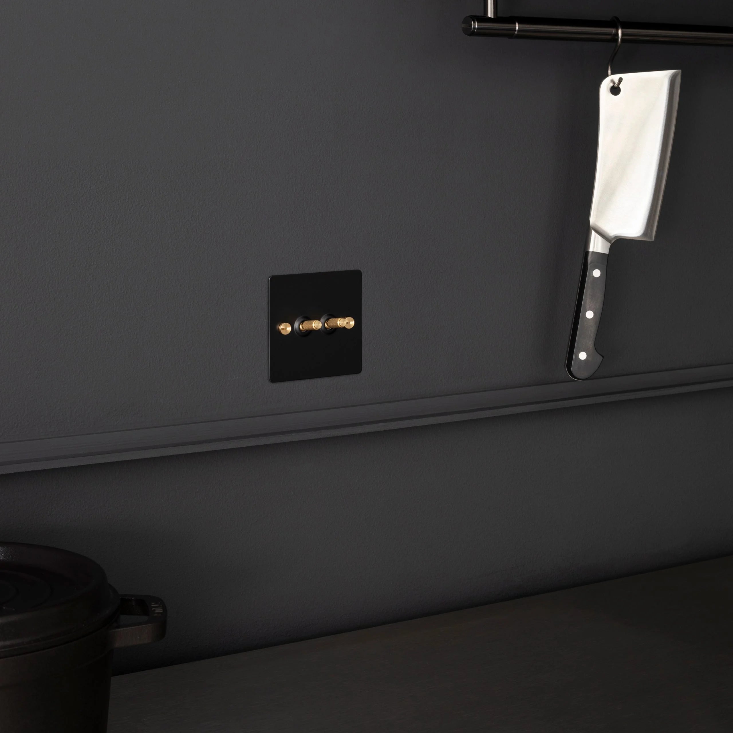 Buster & Punch 2G Toggle Switch - Black Plate - Brass Screws