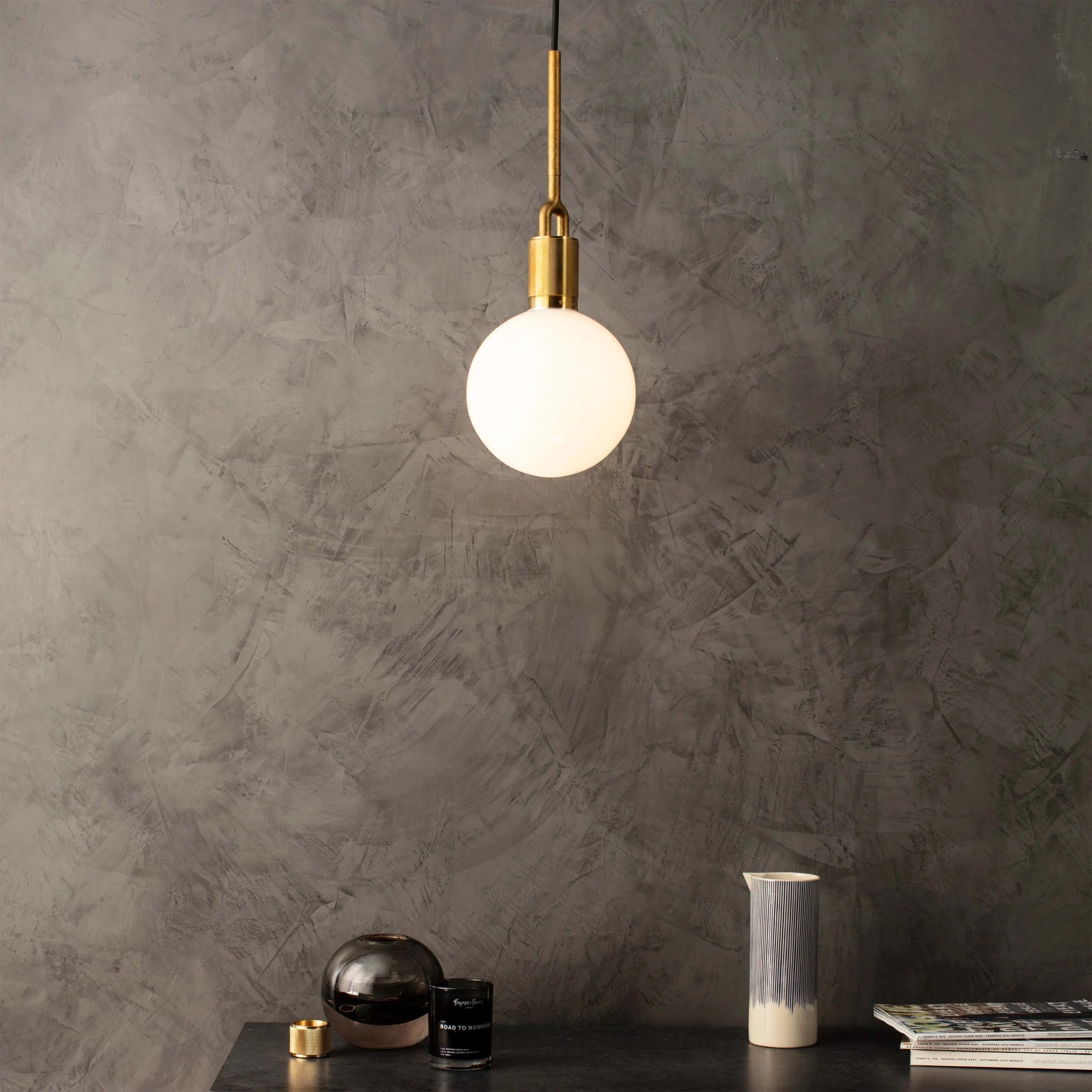 Buster & Punch Forked Pendant - Globe - Opal - Medium - Steel
