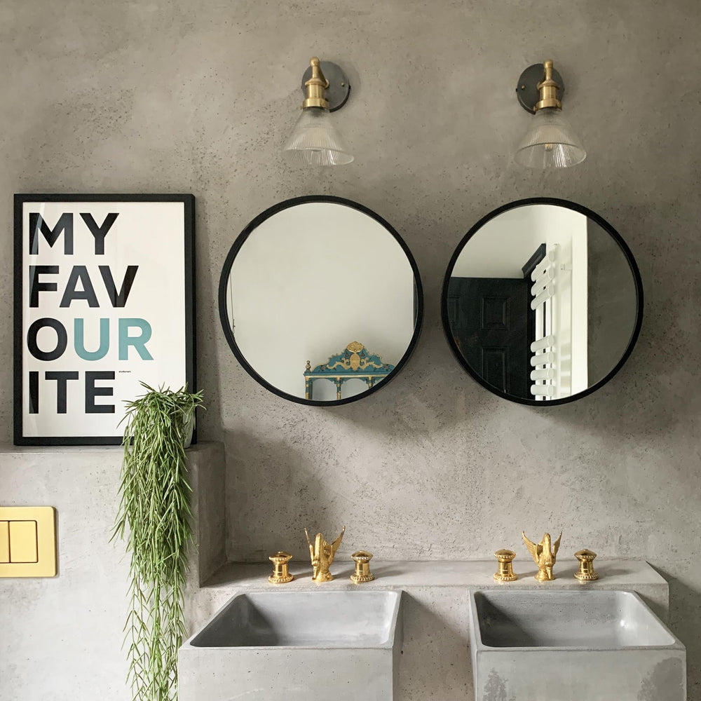 Industville - Brooklyn Glass Funnel Wall Light - 7 Inch - Glass Shade - Brass Wall Holder